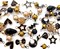 Black & Gold Charm Mix, 20 pc Assortment of Bead Dangles & Enamel Charms, Adorabilities